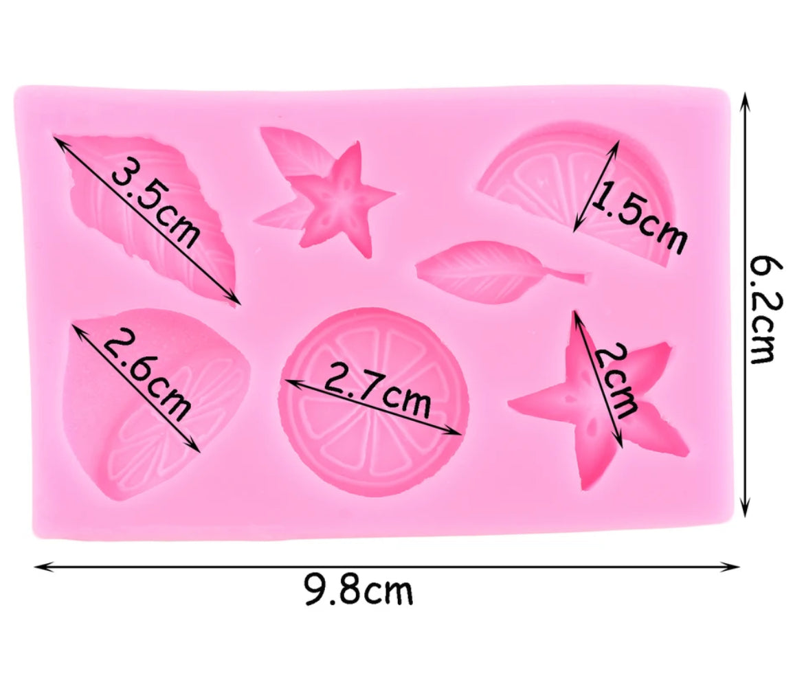 MOLDE DE SILICÓN LIMAS, LIMONES, NARANJA 2 PZAS