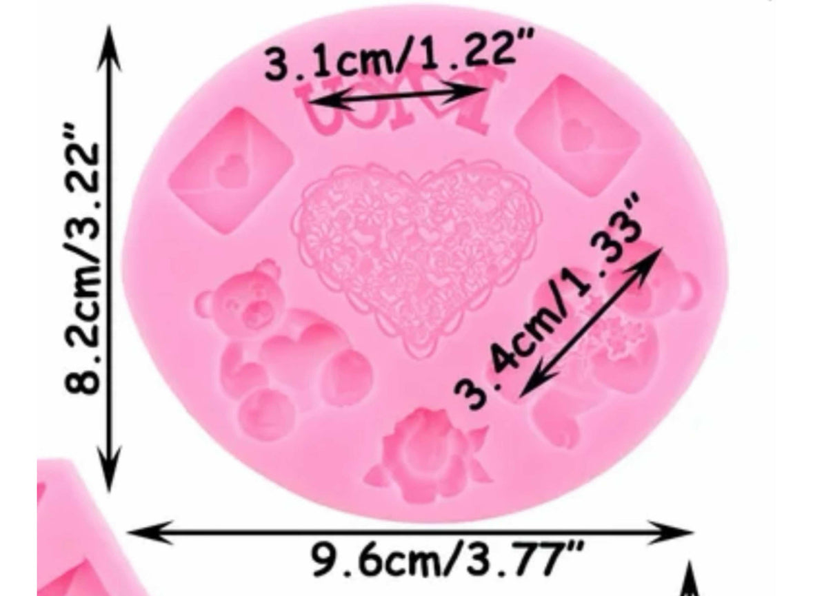 Molde de Silicón Amor, San Valentín Osos