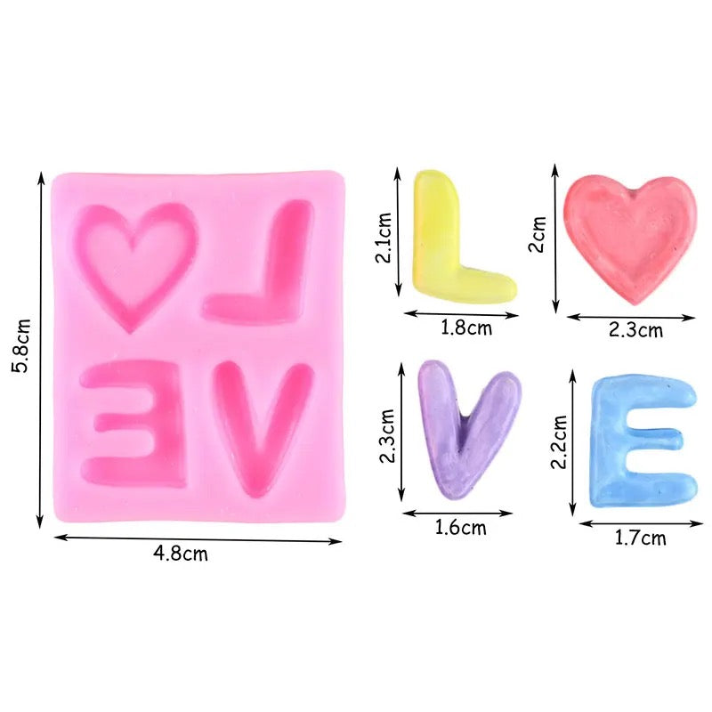 MOLDE DE SILICÓN SAN VALENTÍN CORAZÓN CON MANOS Y LOVE