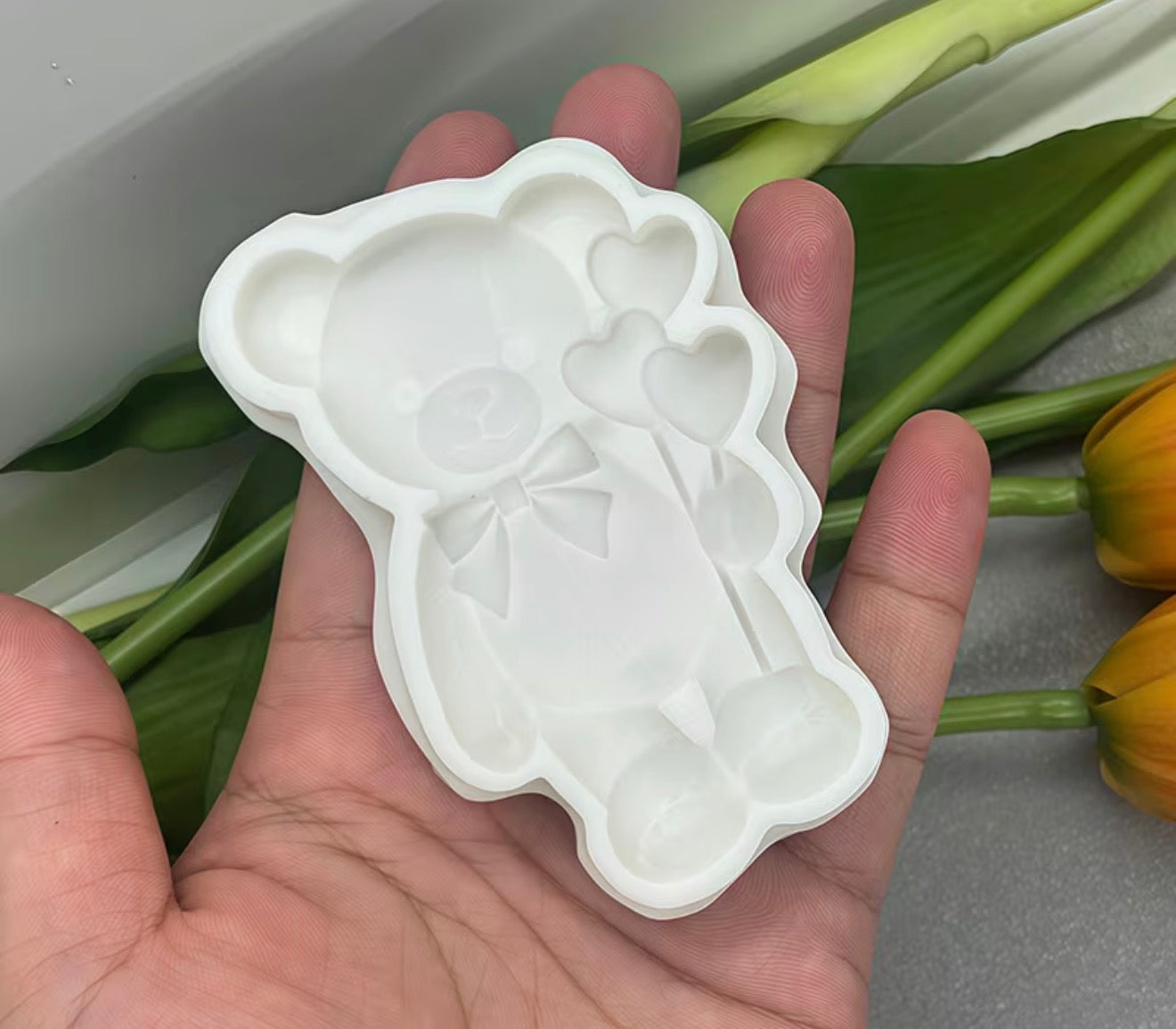 MOLDE DE SILICÓN OSO CON CORAZÓN