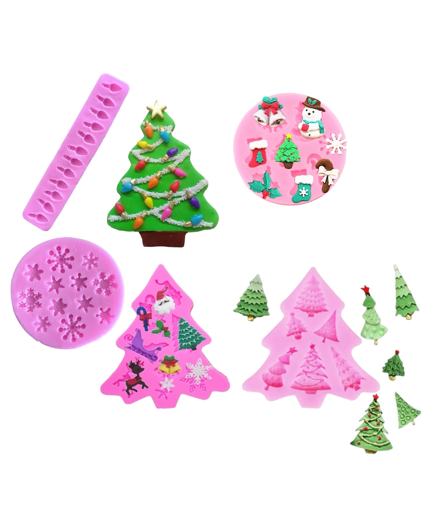 MOLDE DE SILICÓN PAQUETE NAVIDEÑO 5 PIEZAS