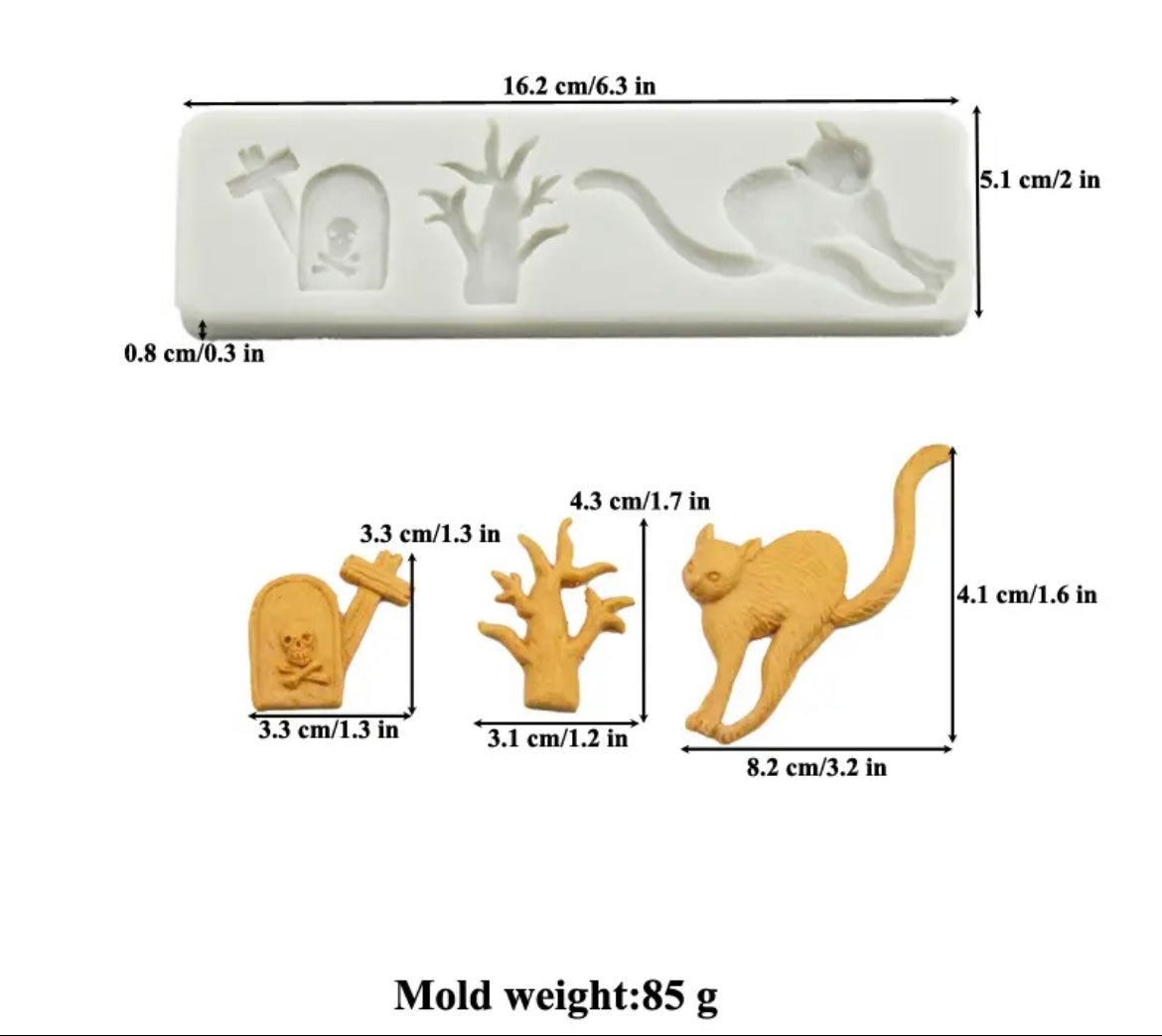 MOLDE DE SILICÓN GATO Y TUMBA