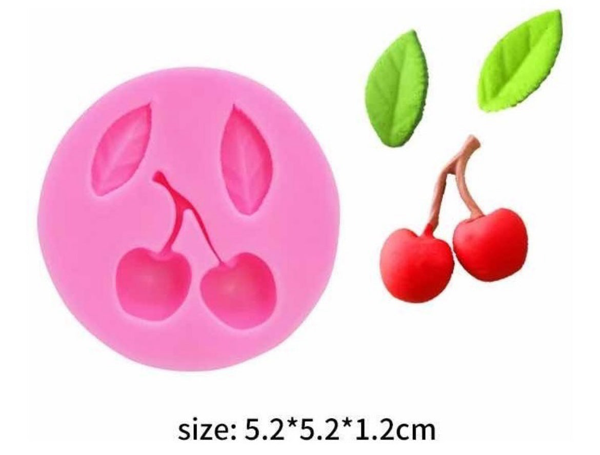 MOLDE DE SILICÓN FRESA Y CEREZA