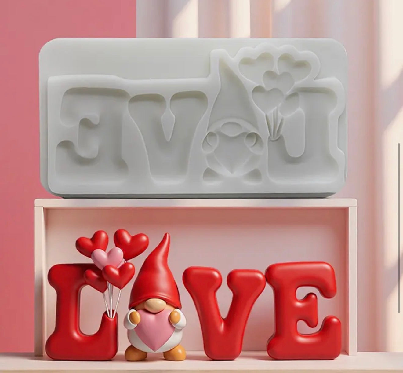 MOLDE DE SILICÓN LOVE GNOMO SAN VALENTÍN