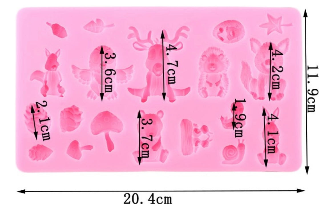 MOLDE DE SILICÓN ANIMALES DEL BOSQUE