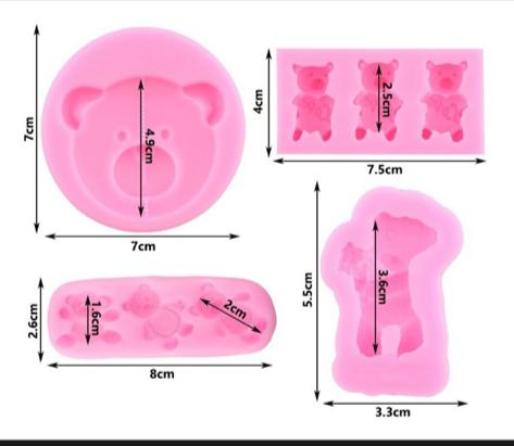 MOLDE DE SILICON KIT DE 4 PIEZAS DE OSITOS