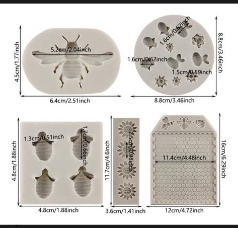 molde de silicon kit abeja, panal, miel