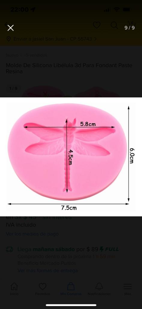 Molde de silicon libelulas paquete 4 piezas
