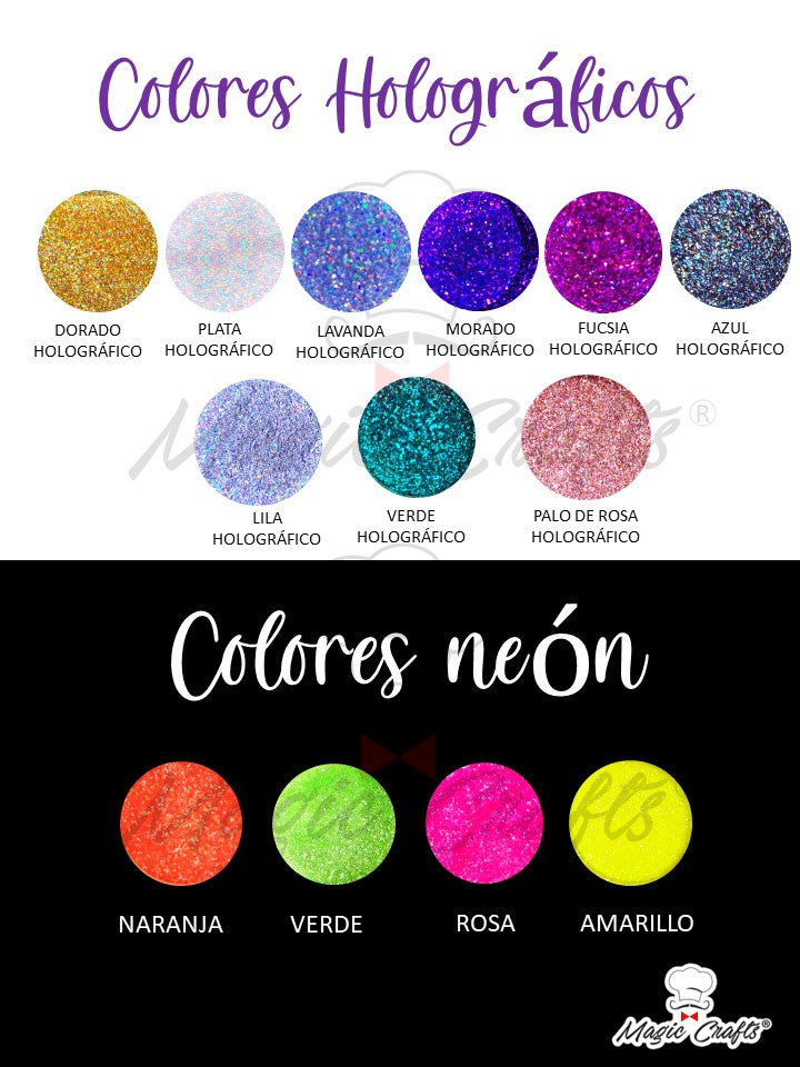 KIT DE 10 DIAMANTINAS 10 GRAMOS C/U