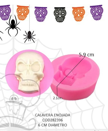 Molde de silicon craneo enojado