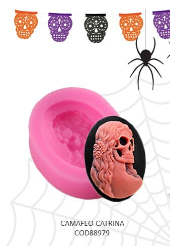 Molde de silicon camafeo catrina