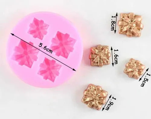 MOLDE DE SILICON NAVIDAD REGALOS X 4