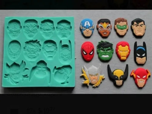 MOLDE DE SILICON CARAS DE SUPER HEROES