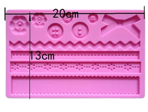 MOLDE DE SILICON CENEFA BOTONES Y MOÑO
