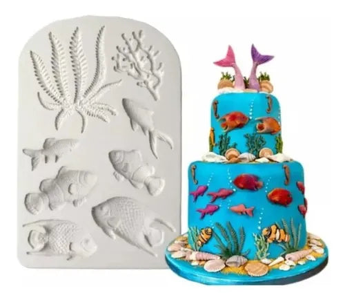 MOLDE DE SILICON MAR PECES