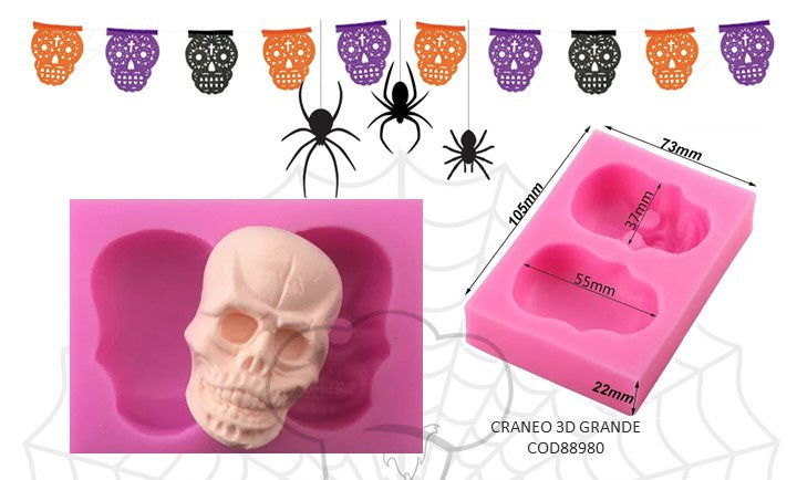 Molde de silicon craneo 3d gde