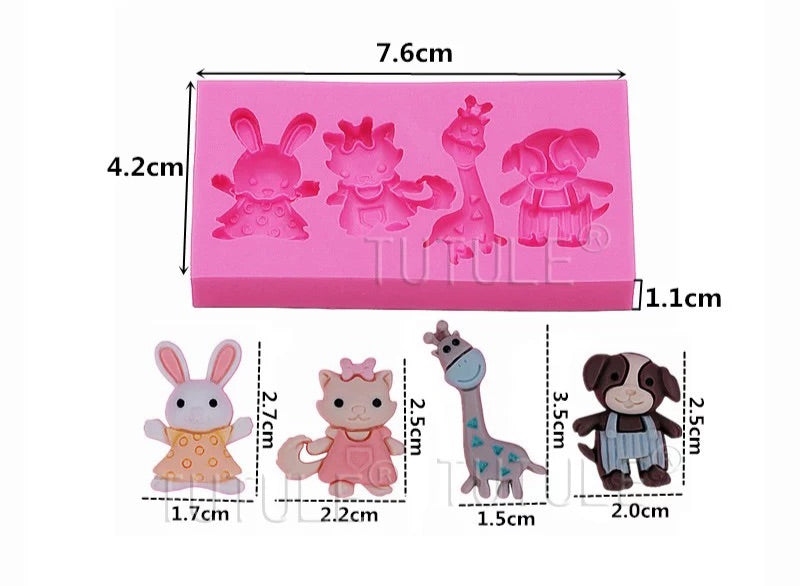 MOLDE DE SILICÓN ANIMALES CUTTE