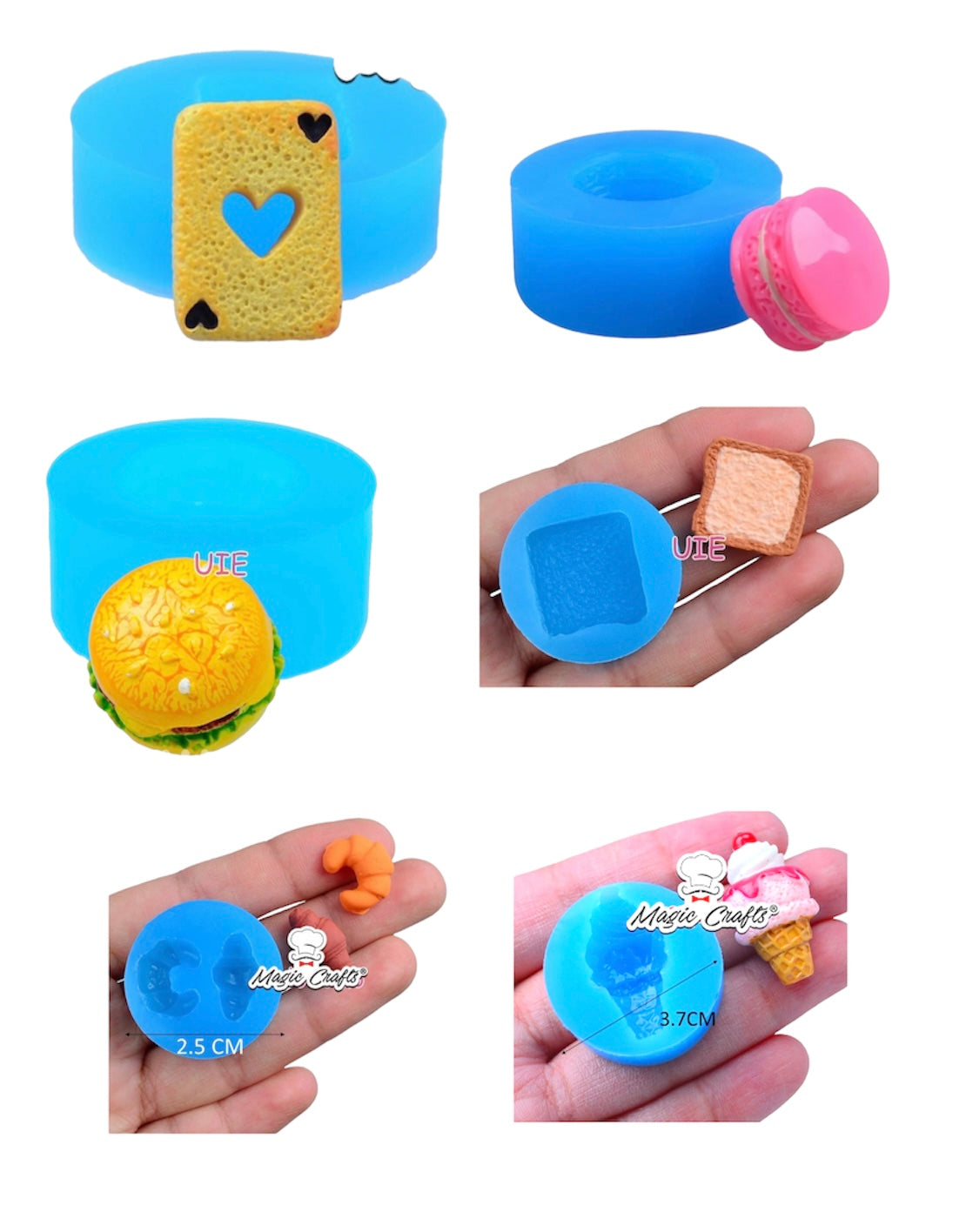 PAQUETE DE MOLDES DE SILICÓN MINIS 6 PIEZAS