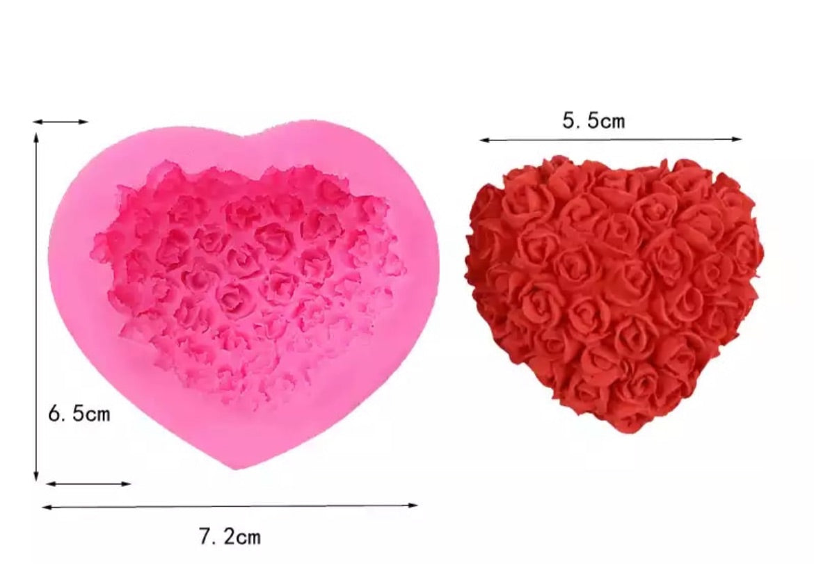 MOLDE DE SILICÓN CORAZÓN DE ROSAS