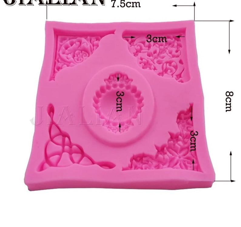 MOLDE DE SILICÓN ESQUINAS VINTAGE, GEMA