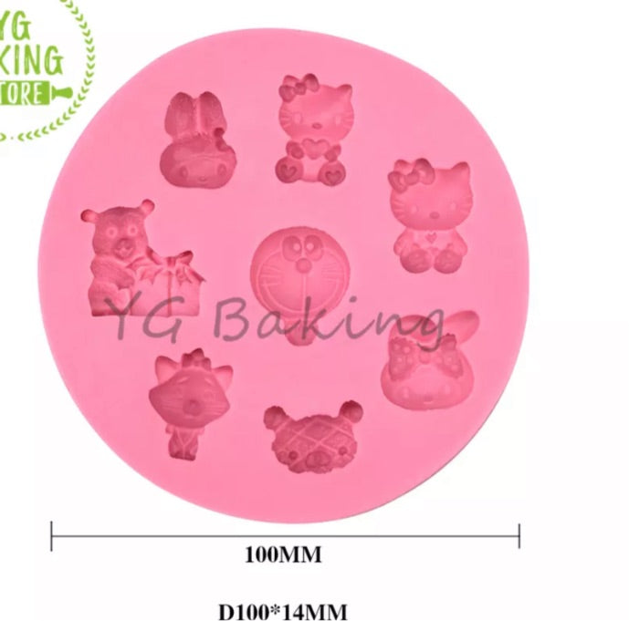 MOLDE DE SILICÓN KITTY Y AMIGOS