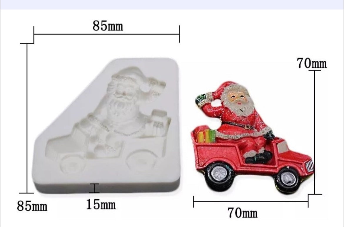 MOLDE DE SILICÓN SANTA EN AUTO
