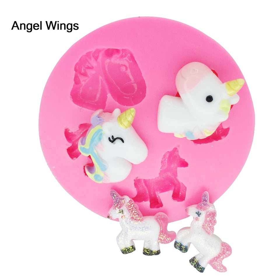 MOLDE DE SILICÓN UNICORNIOS X 4