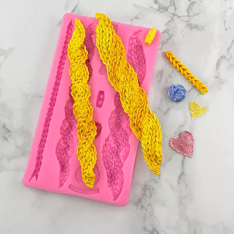 Molde de Silicón Tejido y trenzas