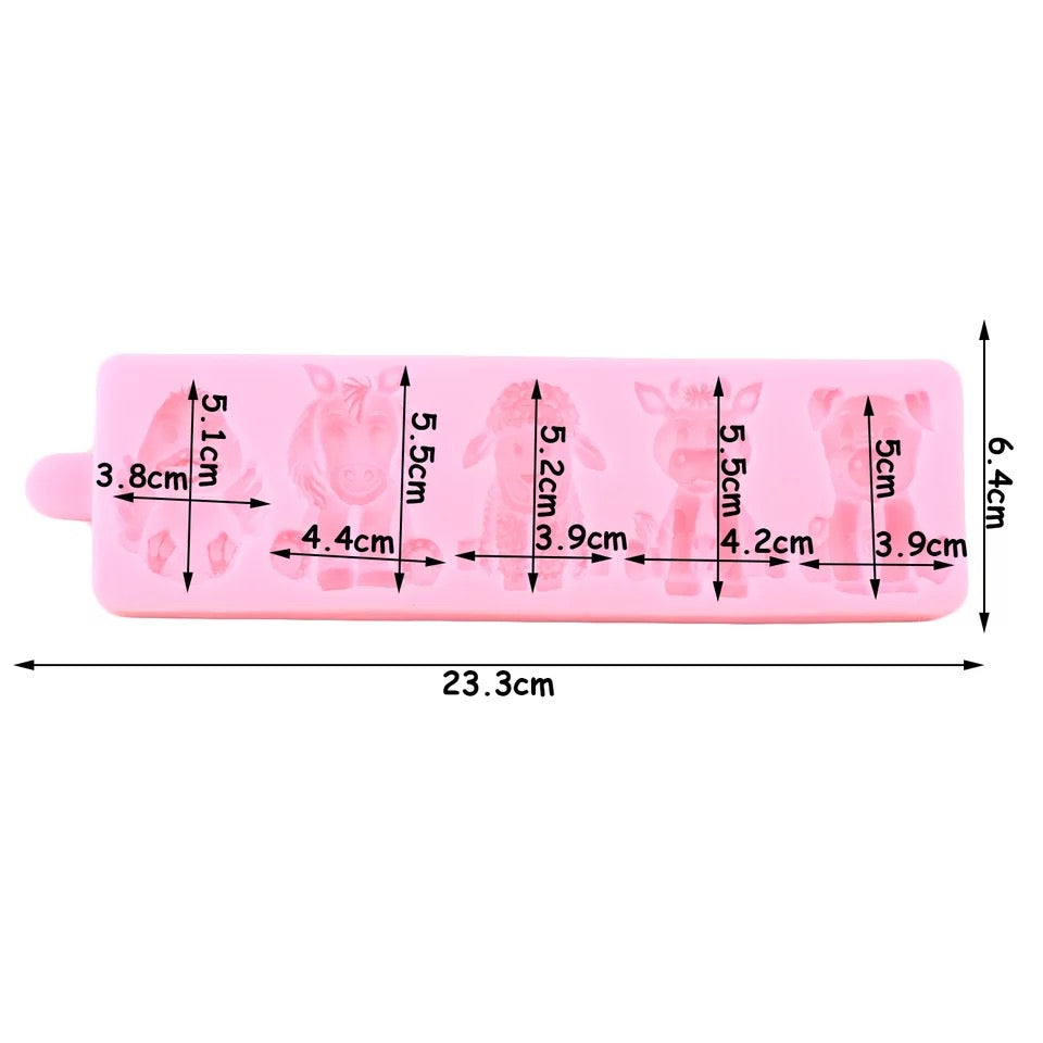 MOLDE DE SILICÓN ANIMALES X 5