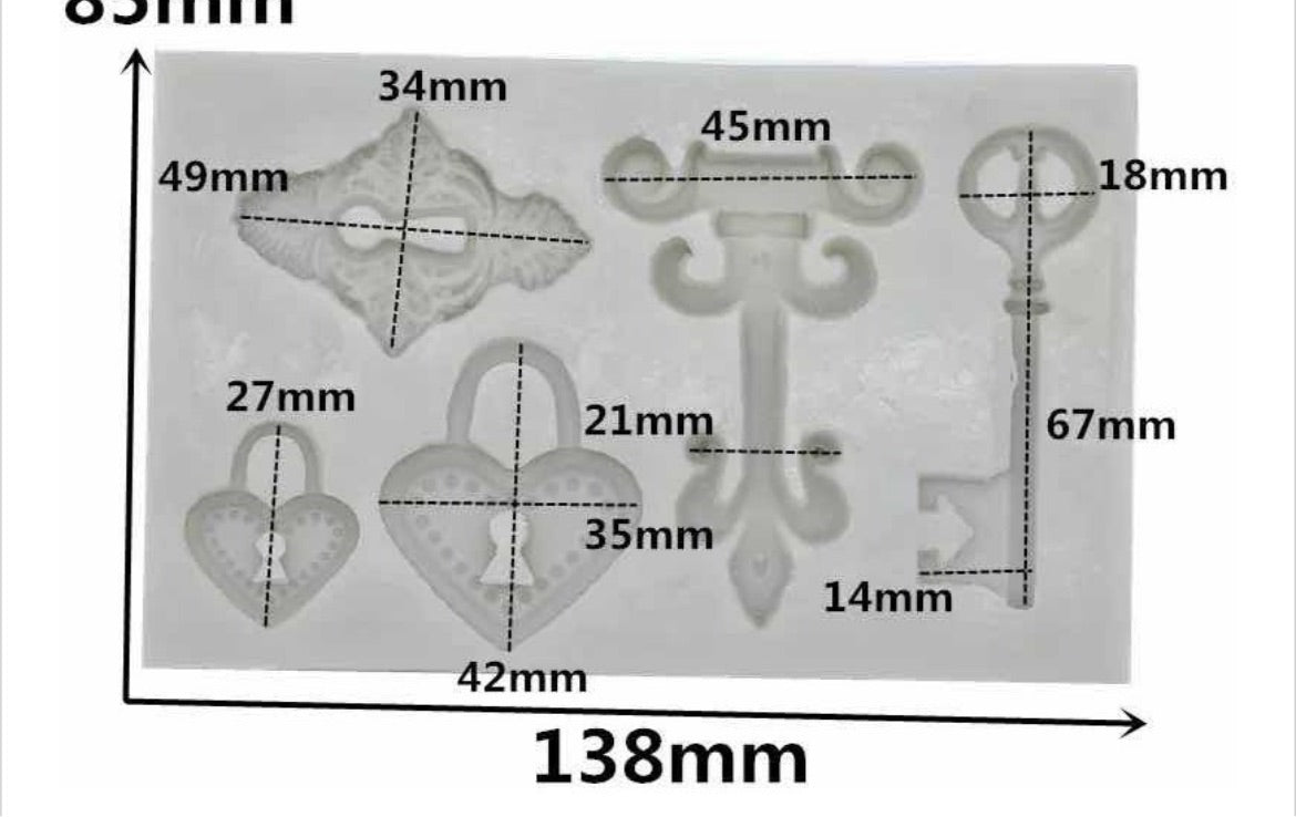 MOLDE DE SILICÓN BISAGRAS, CERRADURAS Y LLAVES VINTAGE