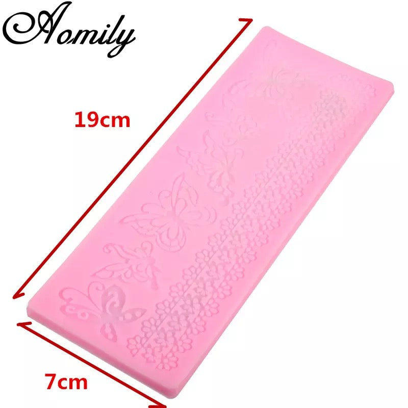 MOLDE DE SILICÓN ENCAJE DE CENEFA Y MARIPOSAS