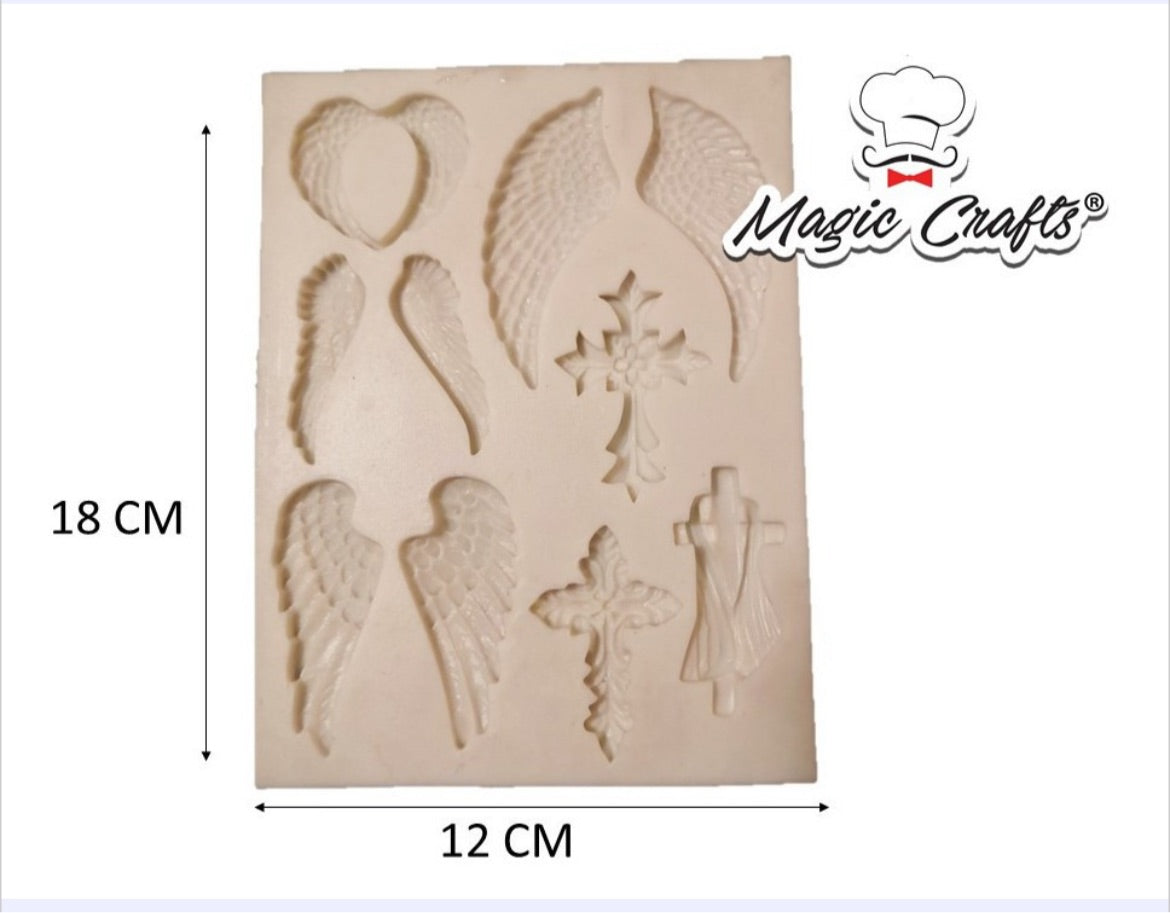 MOLDE DE SILICÓN ALAS Y CRUCES