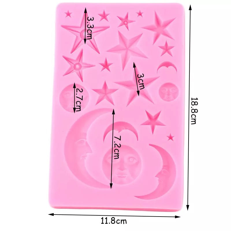 MOLDE DE SILICÓN SOL, LUNAS Y ESTRELLAS