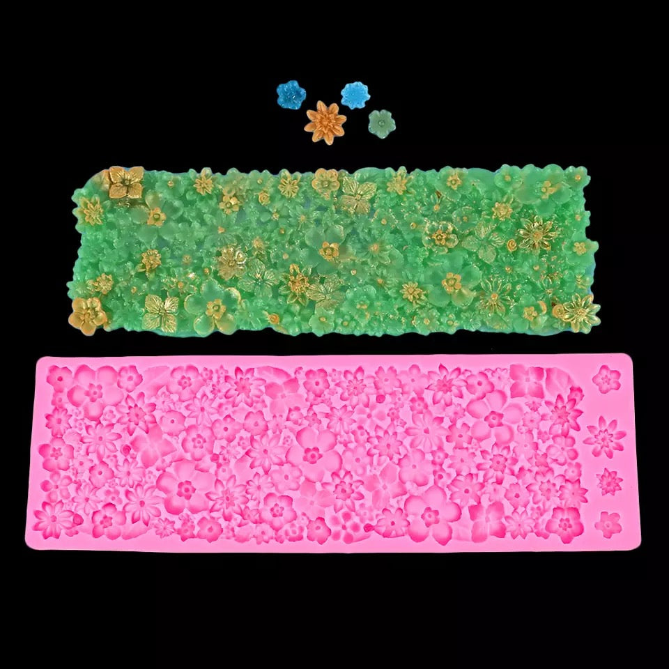 MOLDE DE SILICÓN TEXTURA DE FLORES GRANDE