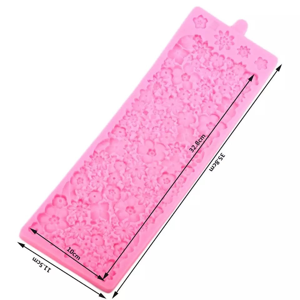 MOLDE DE SILICÓN TEXTURA DE FLORES GRANDE
