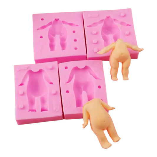 Molde de Silicón Cuerpo lol 3D niña y niño 2 Pzas