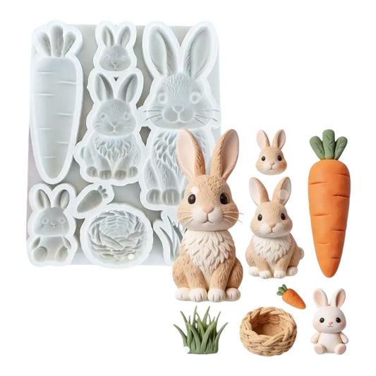 MOLDE DE SILICÓN PASCUA CONEJO ZANAHORIA