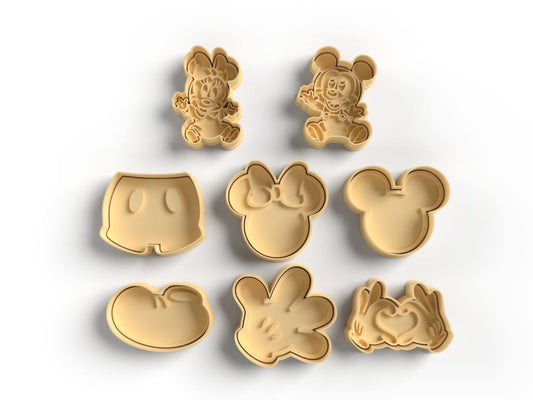 Cortador de Galleta y Marcador Mickey Ratón Amor 8 Pzas