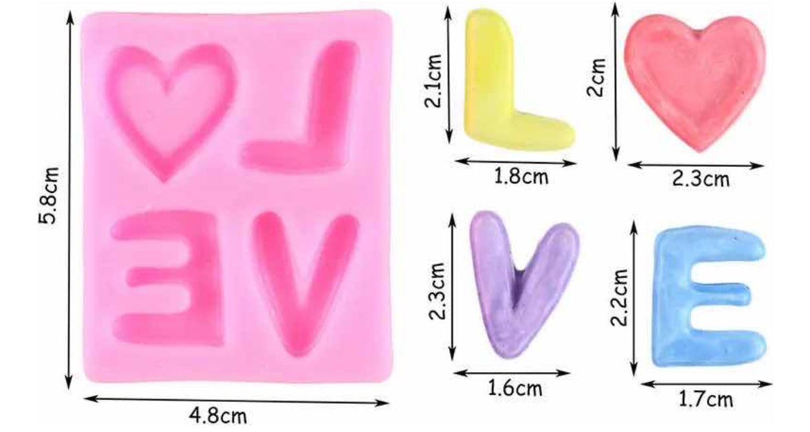 Molde de Silicón Paquete Amor, Love, Boda, San Valentín2 Pzas