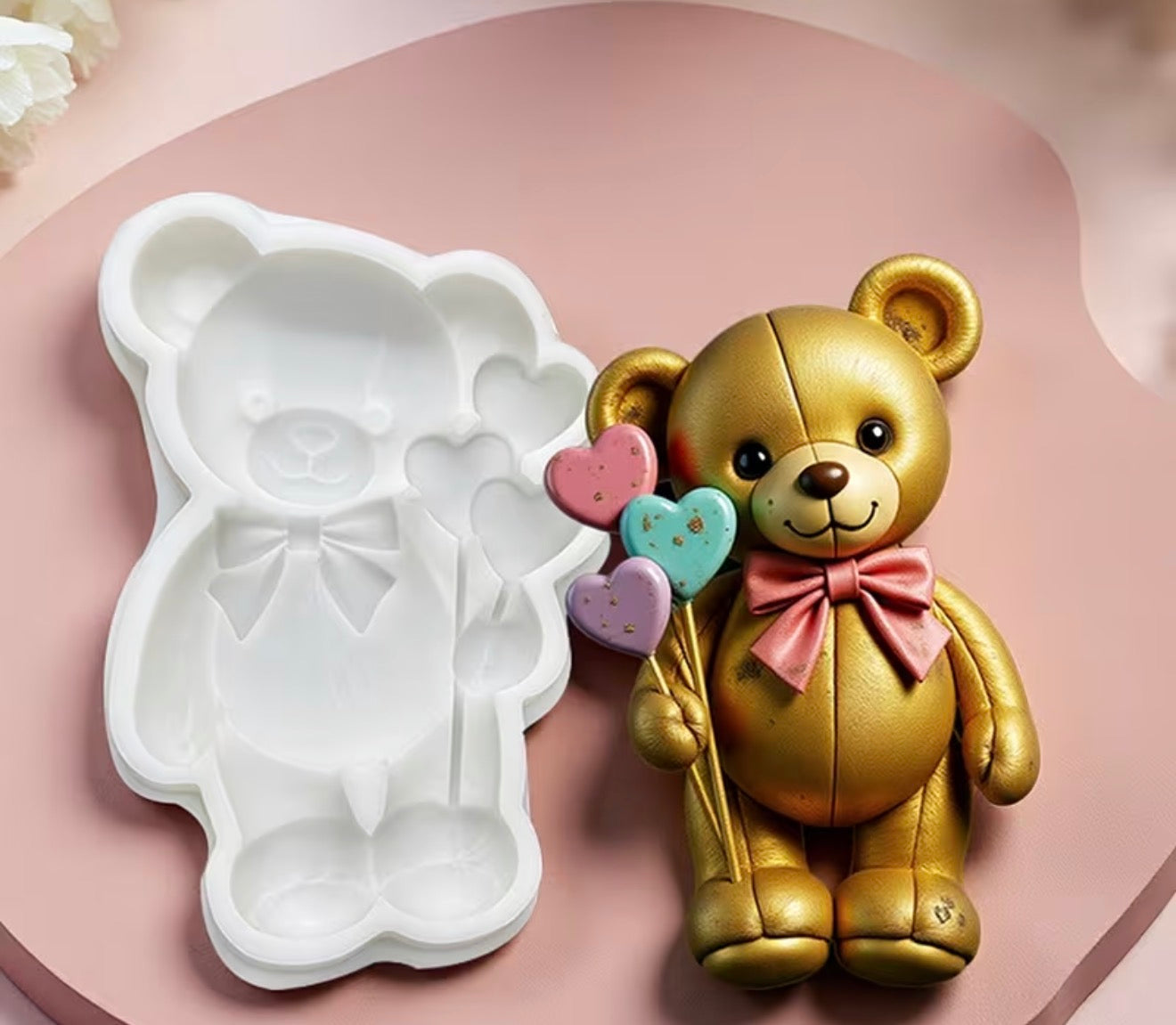 MOLDE DE SILICÓN OSO CON CORAZÓN