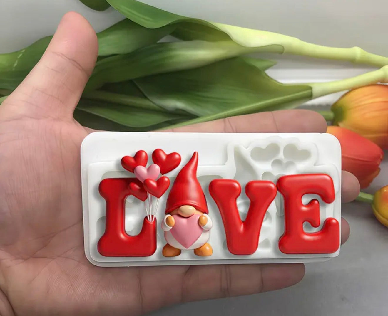 MOLDE DE SILICÓN LOVE GNOMO SAN VALENTÍN