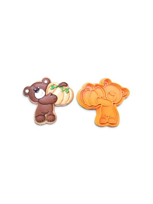 Cortador y Marcador de Galleta Halloween Oso con Calabaza