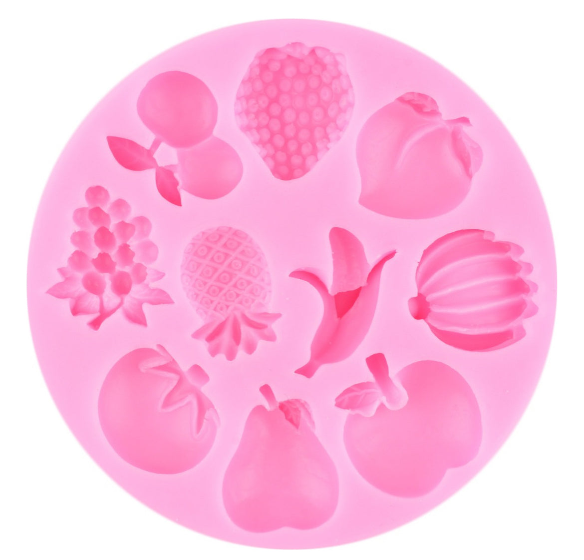 MOLDE DE SILICÓN FRUTAS Y VEGETALES 4 PIEZAS