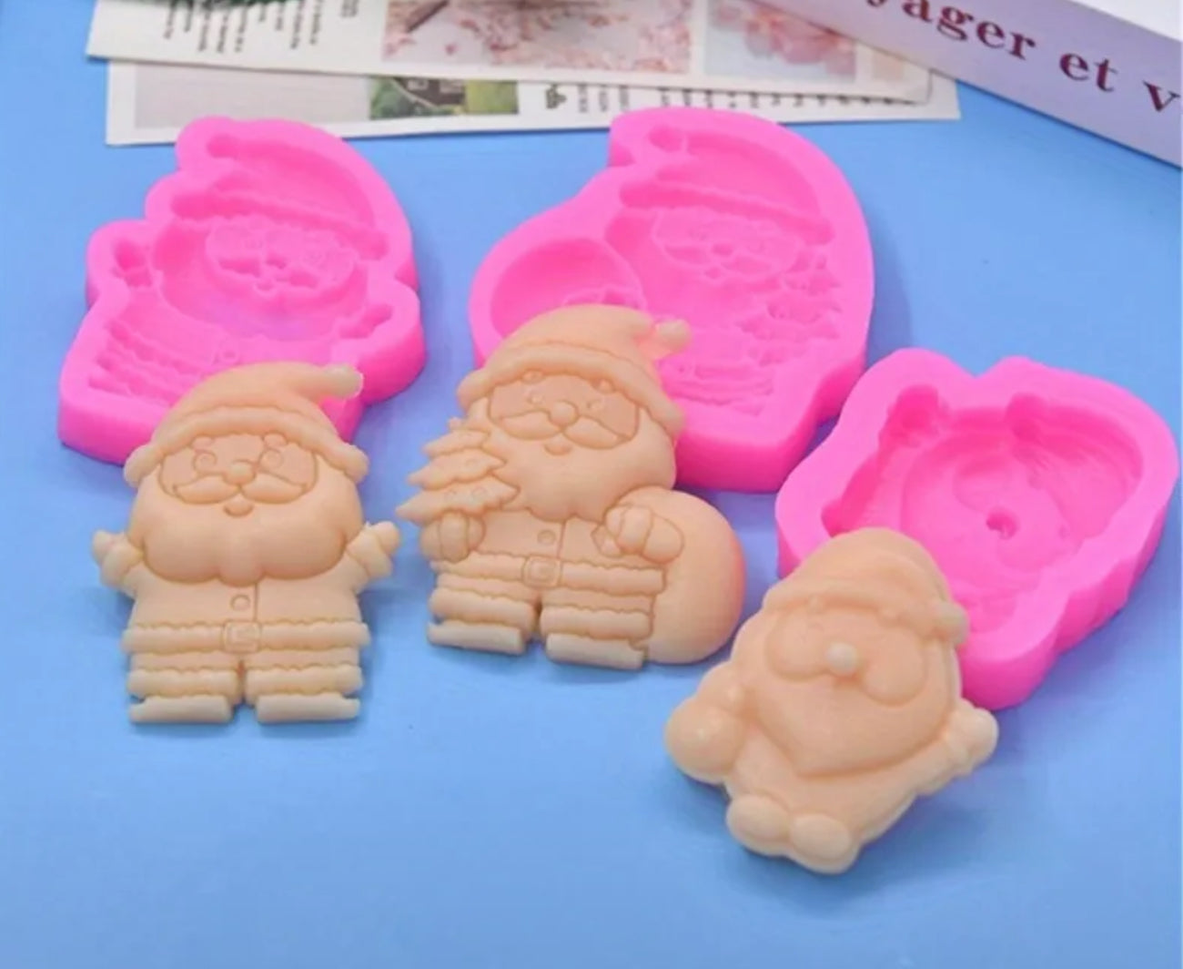 MOLDE DE SILICÓN SANTA CLAUS 3 PZAS NAVIDAD