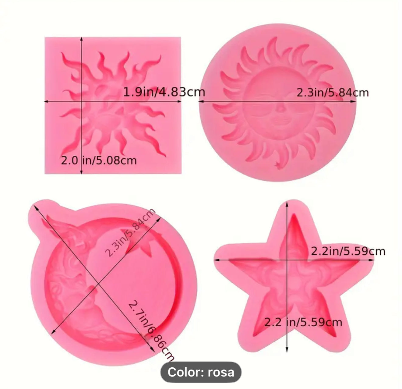 Molde de Silicón Soles, Luna y Estrella 4 Pzas