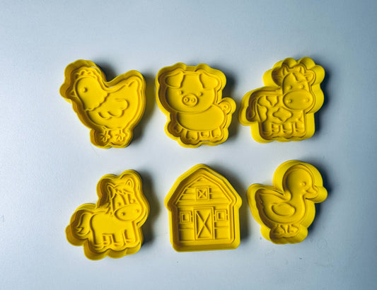 Cortador y Marcador de Galleta Granja, Animales 6 pzas