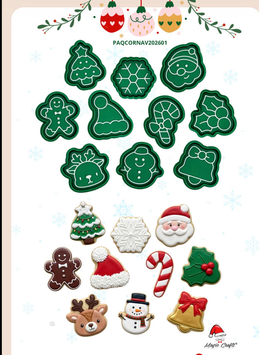 Cortador y Marcador de Galleta Navidad 10 Pzas