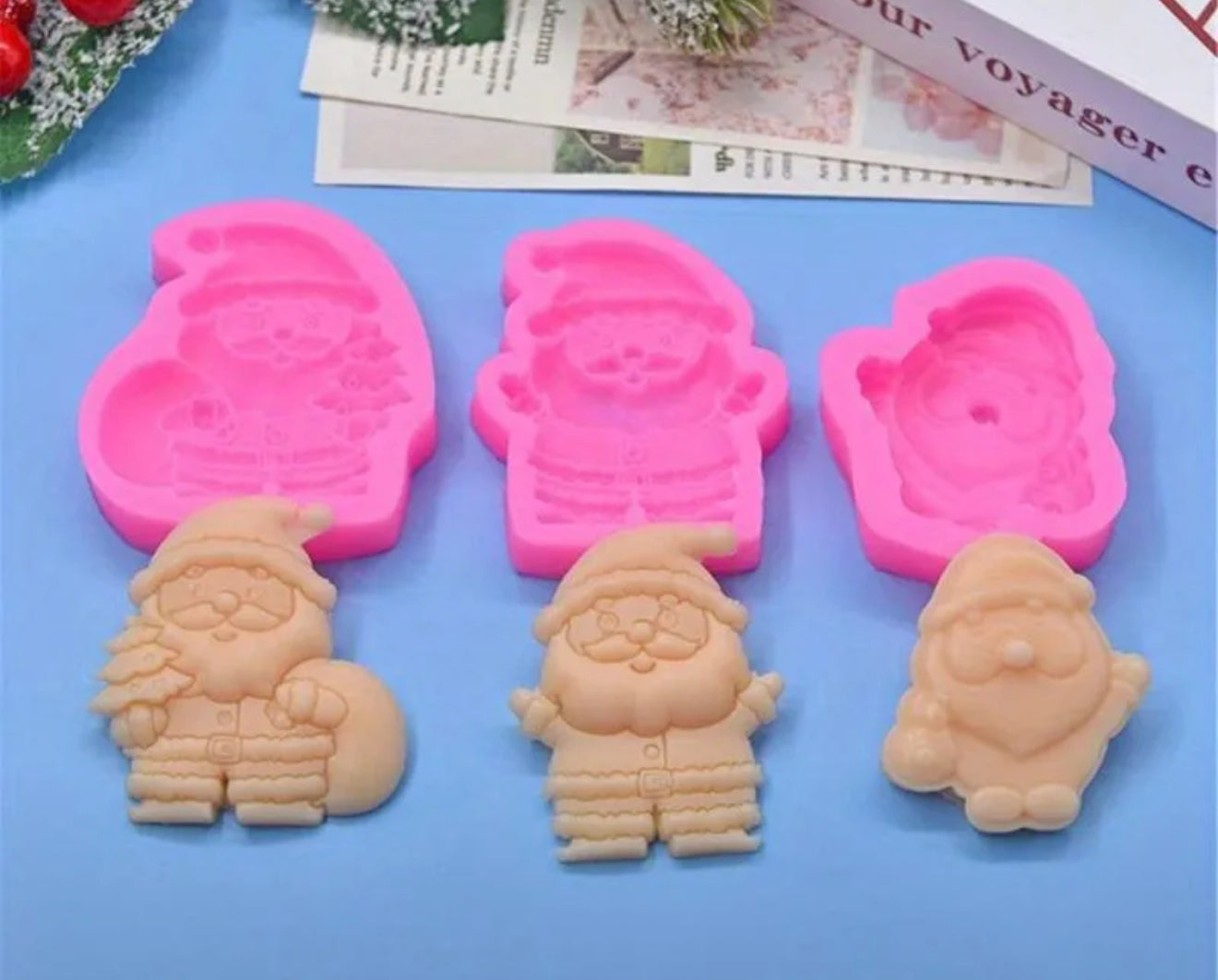 MOLDE DE SILICÓN SANTA CLAUS 3 PZAS NAVIDAD