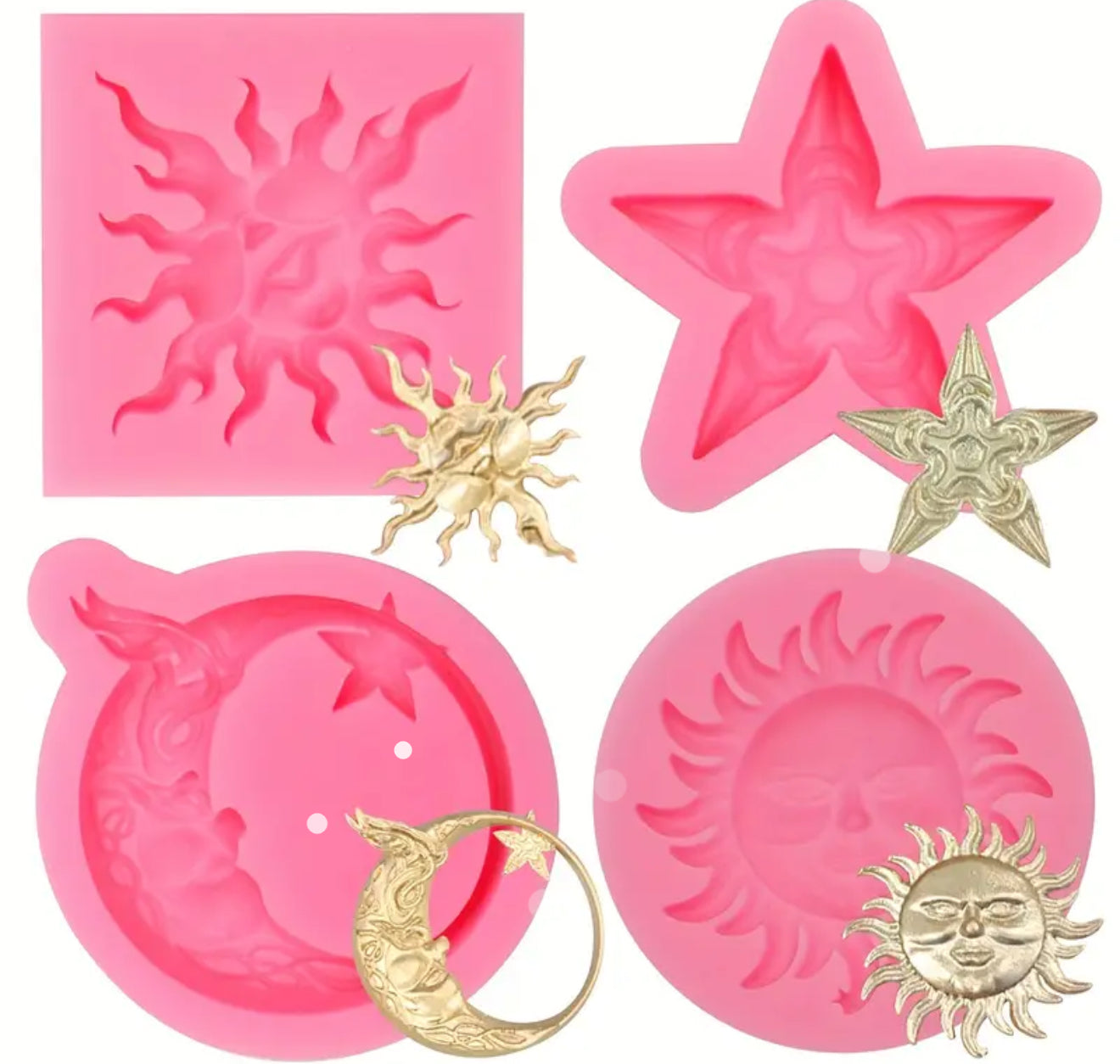 Molde de Silicón Soles, Luna y Estrella 4 Pzas