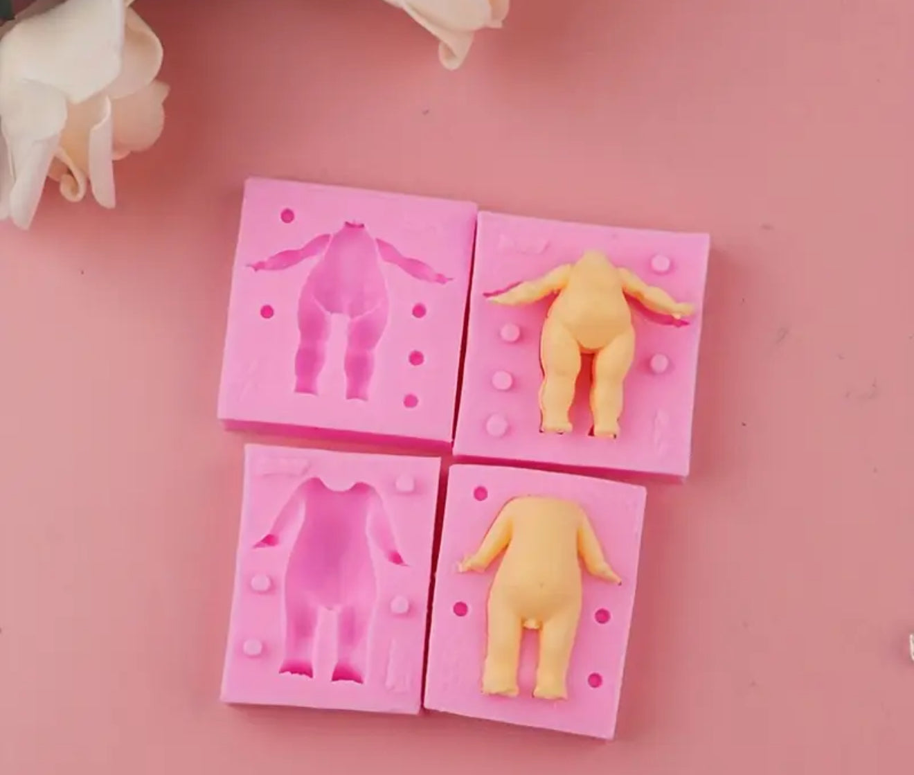 Molde de Silicón Cuerpo lol 3D niña y niño 2 Pzas